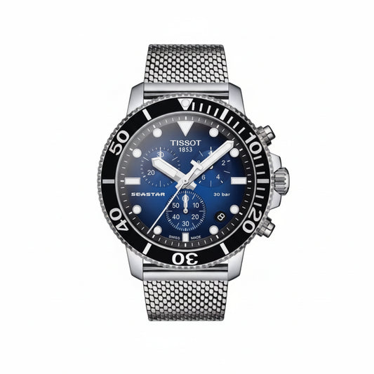 TISSOT Men’s Quartz Swiss Made Stainless Steel Blue Gradient Dial 45mm Watch T120.417.11.041.02