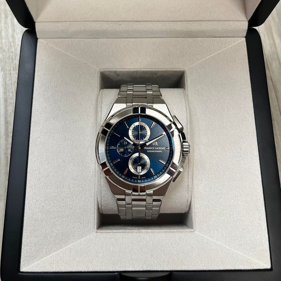 Maurice Lacroix Men’s Quartz Swiss Made Silver Stainless Steel Blue Dial 44mm Watch AI1018-SS002-430-1