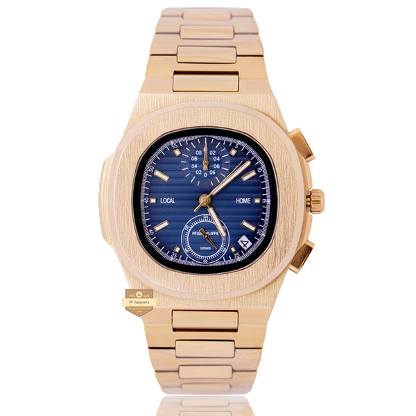 NEW LATEST CHRONOGRAPH COLLECTION YELLOW GOLD WITH BLUE DAIL CHAIN WATCH
