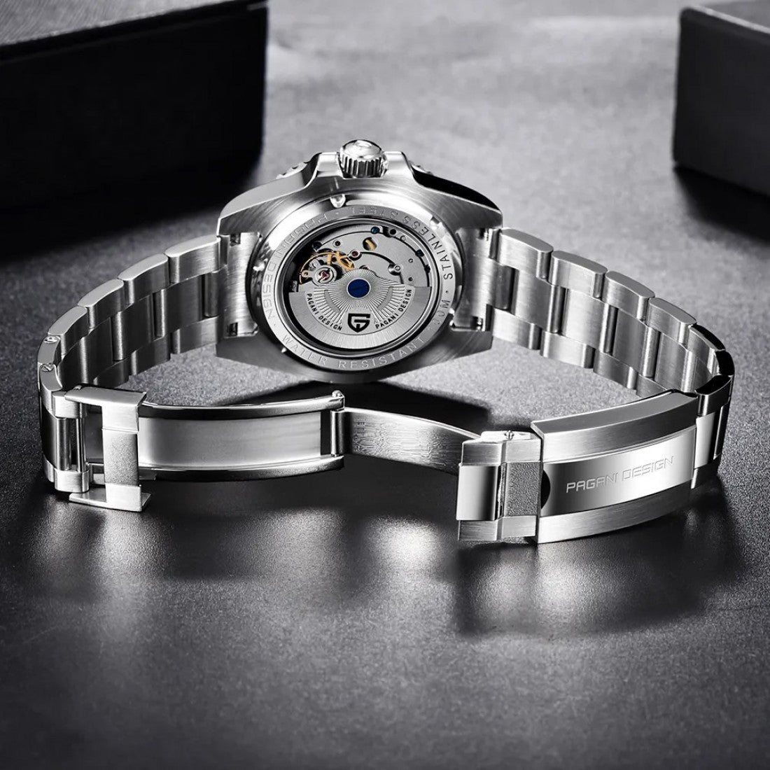 PAGANI DESIGN GMT SILVER MEN'S WATCH JUBILEE CHAIN BLACK DAIL WATCH SKU-PD-1662