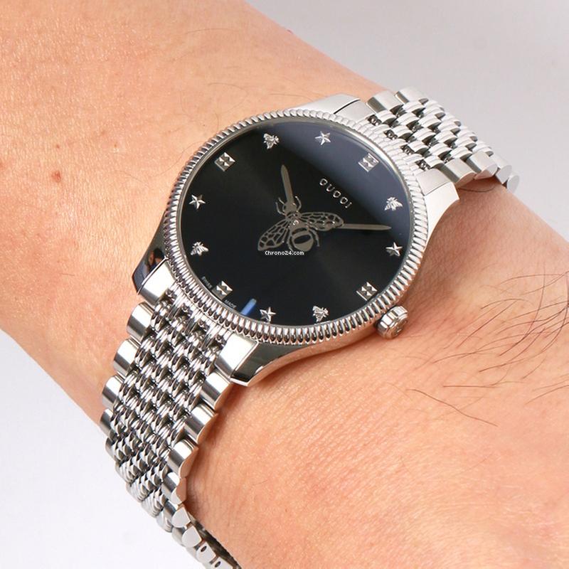 Gucci Men's Swiss Made Quartz Stainless Steel Black Dial 36mm Watch YA1264154