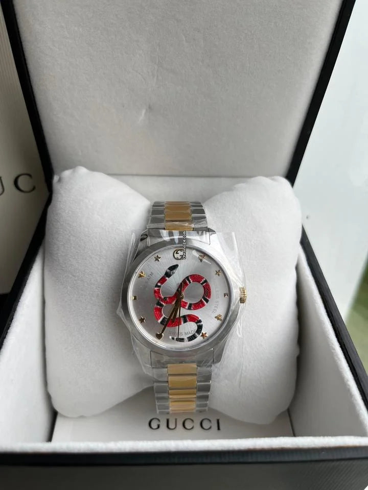 Gucci Unisex Swiss Made Quartz Stainless Steel Silver Dial 38mm Watch YA1264075