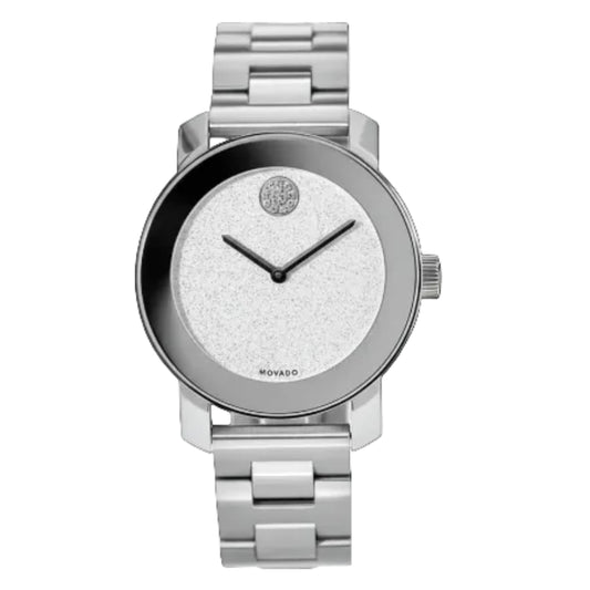 Movado Women’s Swiss Made Quartz Silver Stainless Steel Stoned Dial 36mm Watch 3600334