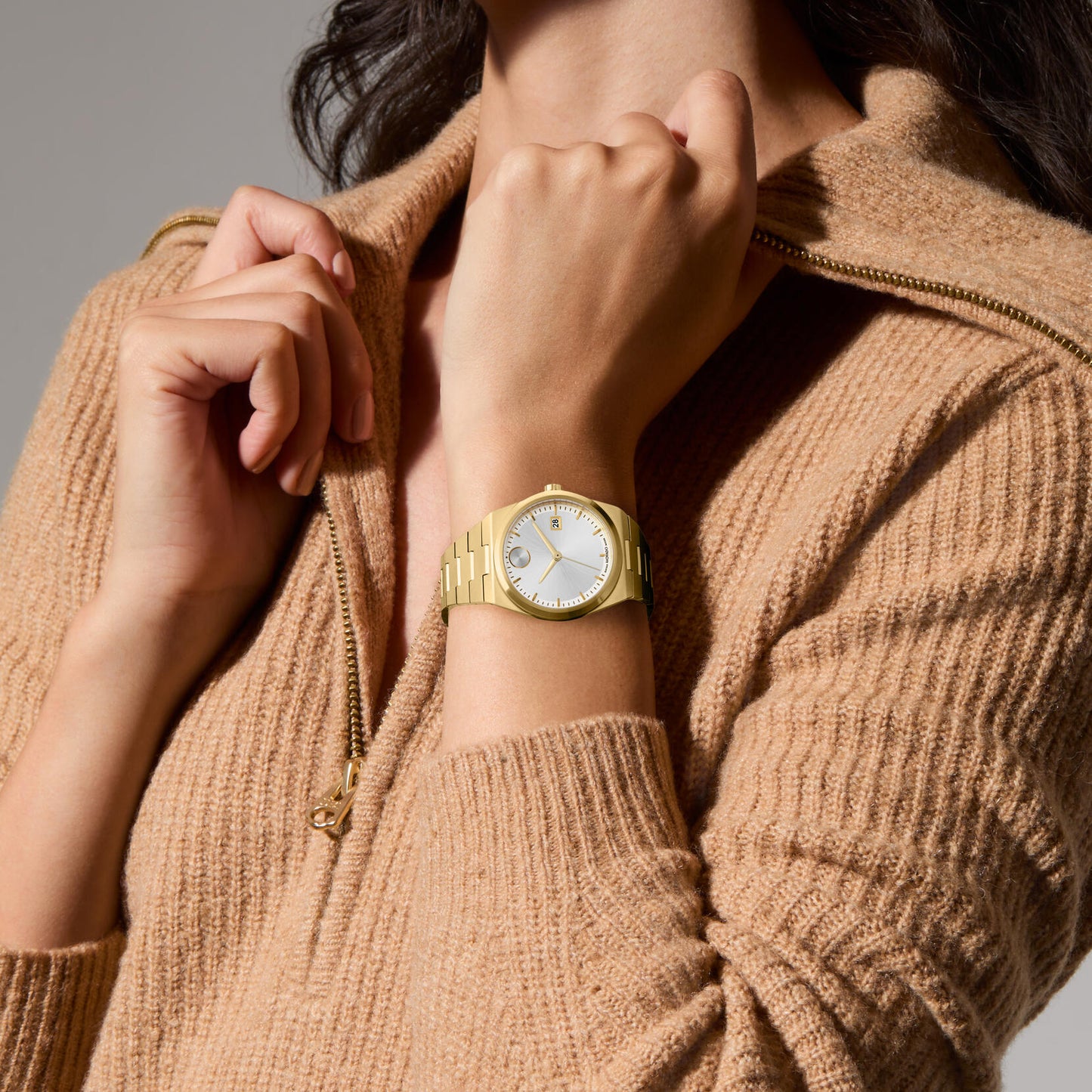 Movado Women’s Swiss Made Quartz BOLD Gold Stainless Steel White Dial 35mm Watch 3601187