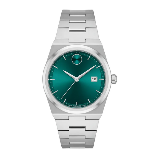 Movado Men’s Swiss Made Quartz BOLD Stainless Steel Green Sunray Dial 40mm Watch 3601222