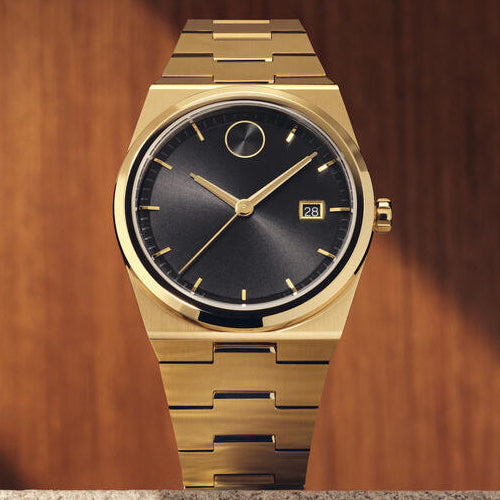 Movado Men’s Swiss Made Quartz BOLD Stainless Steel Black Dial 40mm Watch 3601223