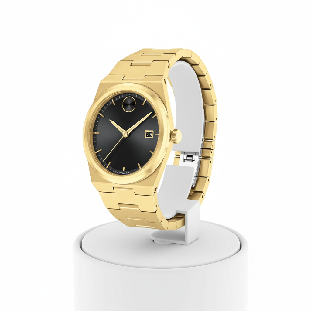 Movado Men’s Swiss Made Quartz BOLD Stainless Steel Black Dial 40mm Watch 3601223