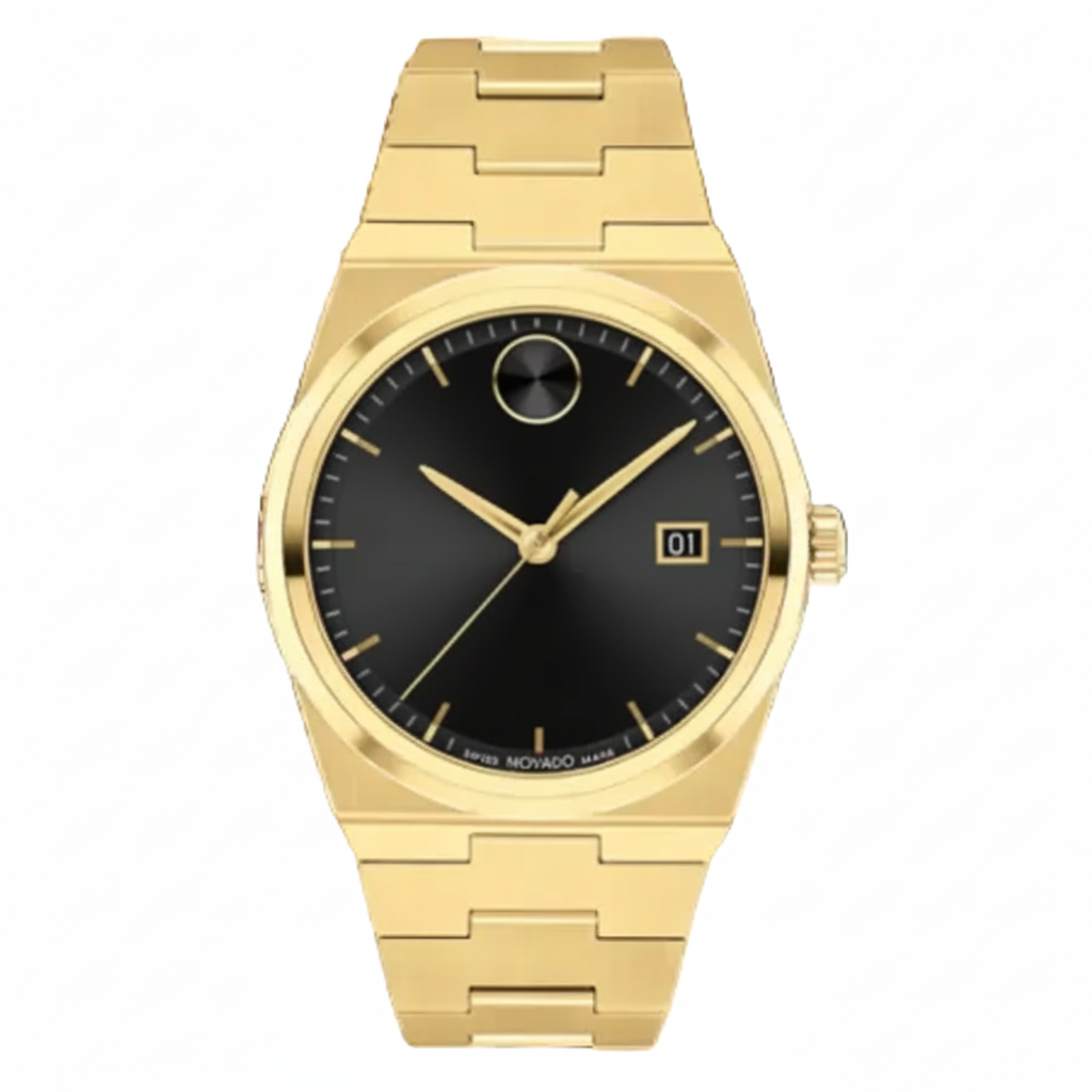 Movado Men’s Swiss Made Quartz BOLD Stainless Steel Black Dial 40mm Watch 3601223