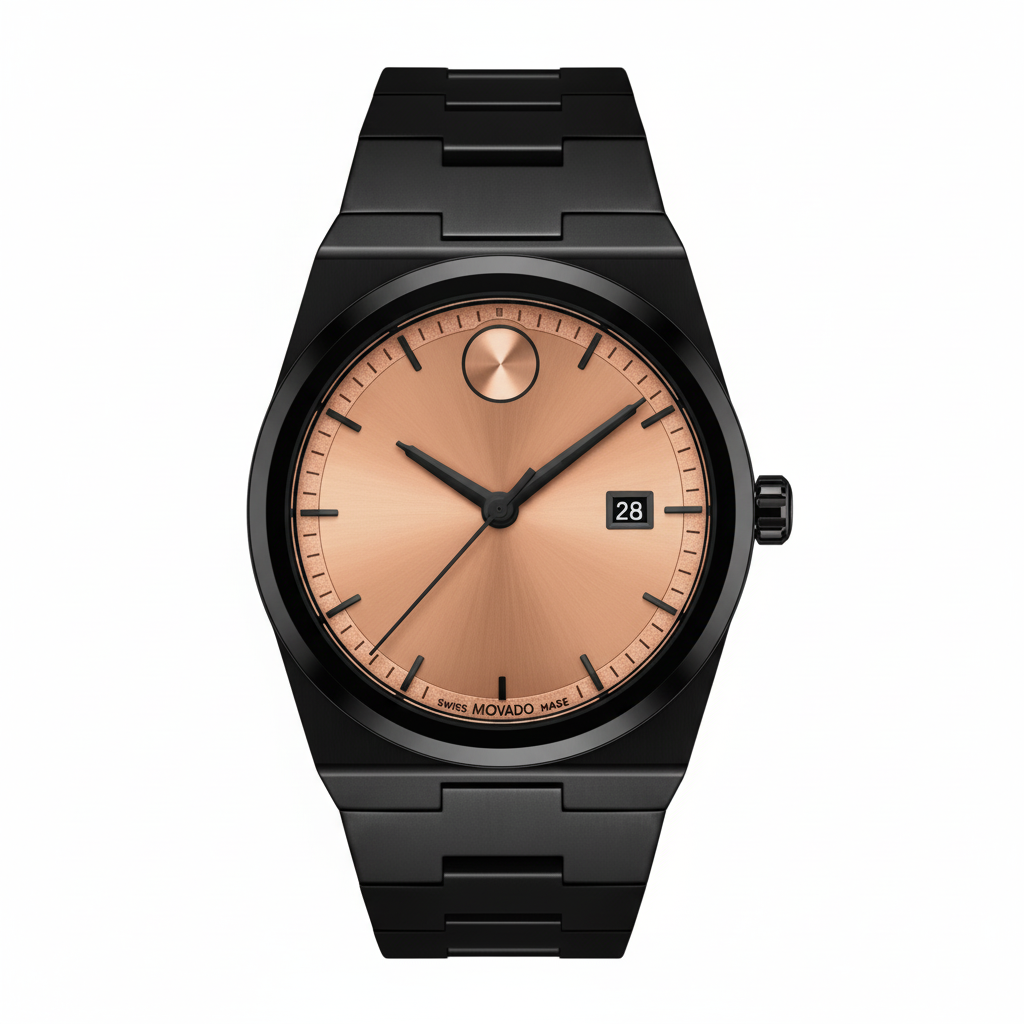 Movado Men’s Swiss Made Quartz BOLD Stainless Steel Rose Gold Sunray Dial 40mm Watch 3601244