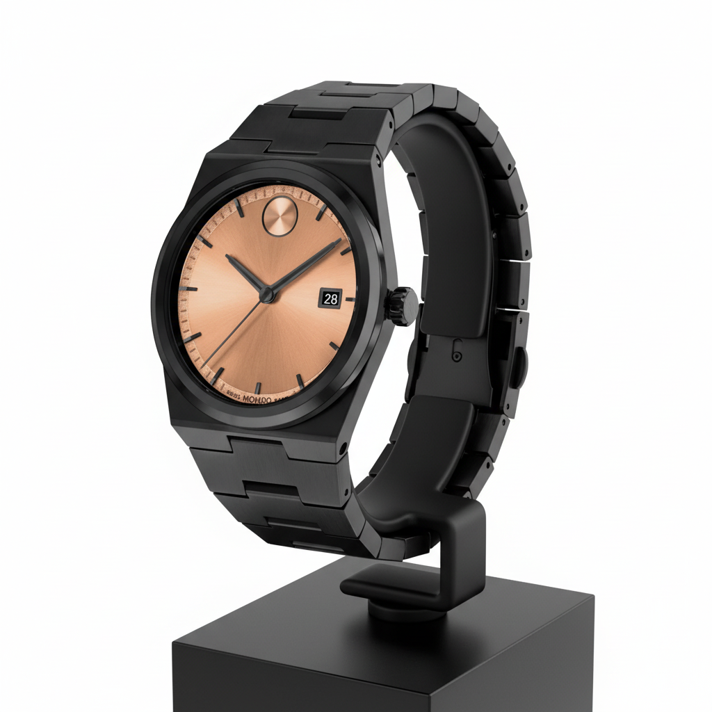 Movado Men’s Swiss Made Quartz BOLD Stainless Steel Rose Gold Sunray Dial 40mm Watch 3601244