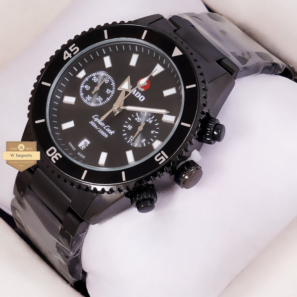 NEW LATEST CHRONOGRAPH COLLECTION ALL BLACK WITH BLACK DAIL & CHAIN WATCH