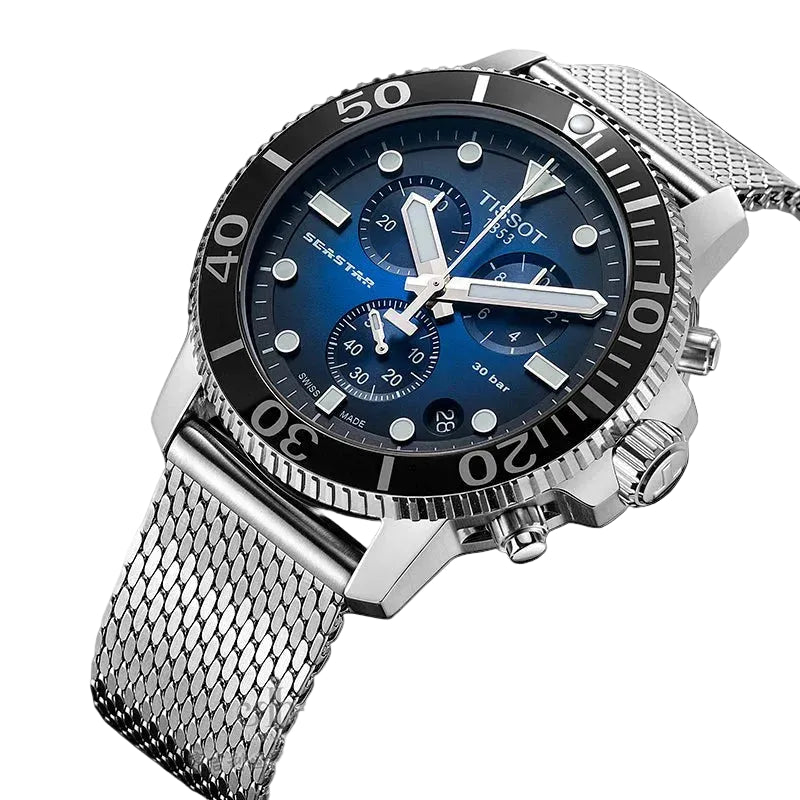 TISSOT Men’s Quartz Swiss Made Stainless Steel Blue Gradient Dial 45mm Watch T120.417.11.041.02