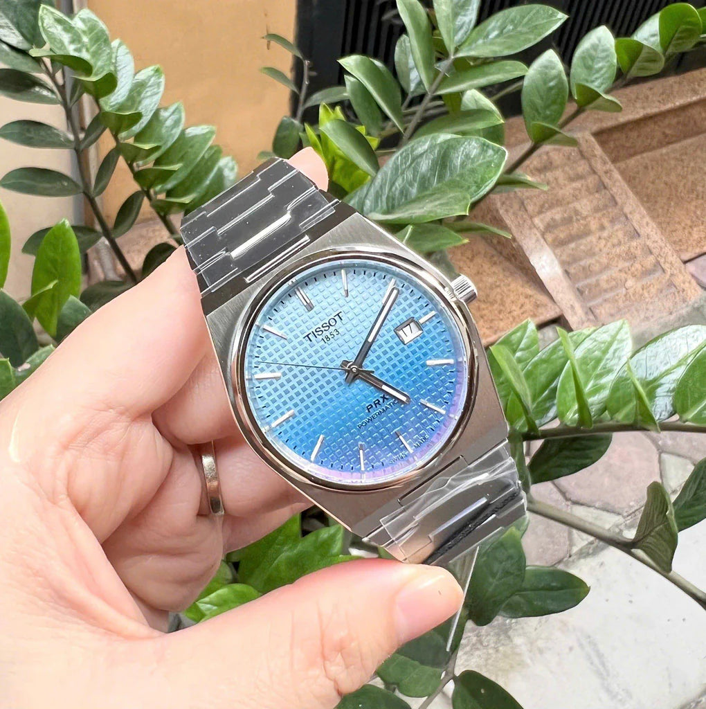 TISSOT PRX Men’s Swiss Made Powermatic Silver Stainless Steel Ice-Blue-Chameleon Dial 40mm Watch T137.407.11.351.01