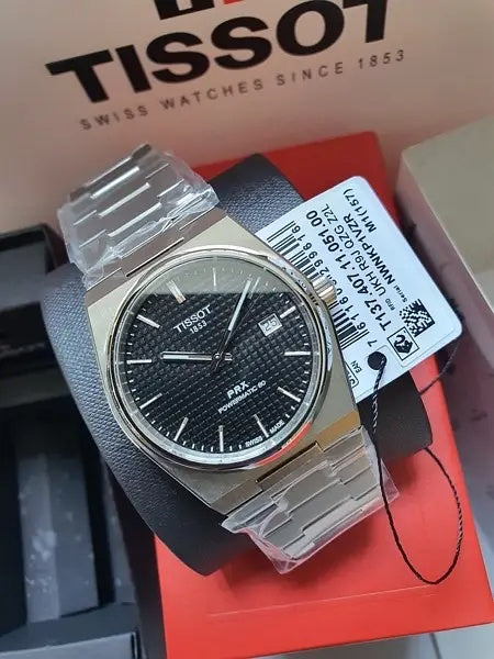 TISSOT PRX Men’s Swiss Made Powermatic Silver Stainless Steel Black Dial 40mm Watch T137.407.11.051.00