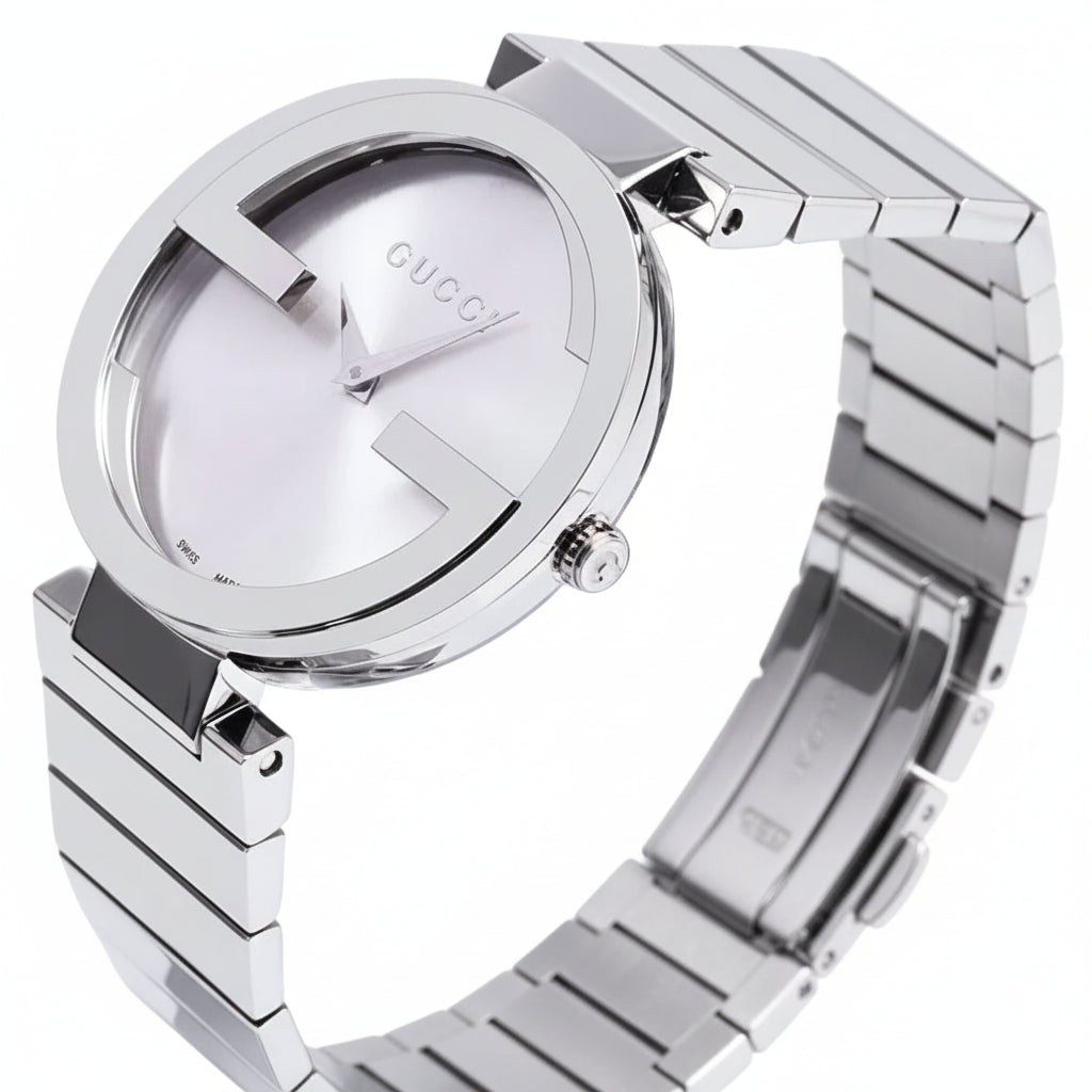 Gucci Women’s Swiss Made Quartz Silver Stainless Steel Silver Dial 37mm Watch YA133308