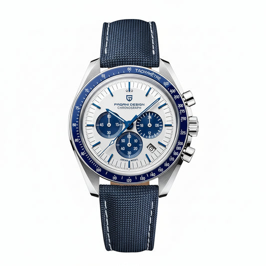 PAGANI DESIGN MEN'S WATCH CHRONOGRAPH JAPANESS QUARTZ MOVEMENT SILVER BLUE STRAP SKU-PD-1701V3