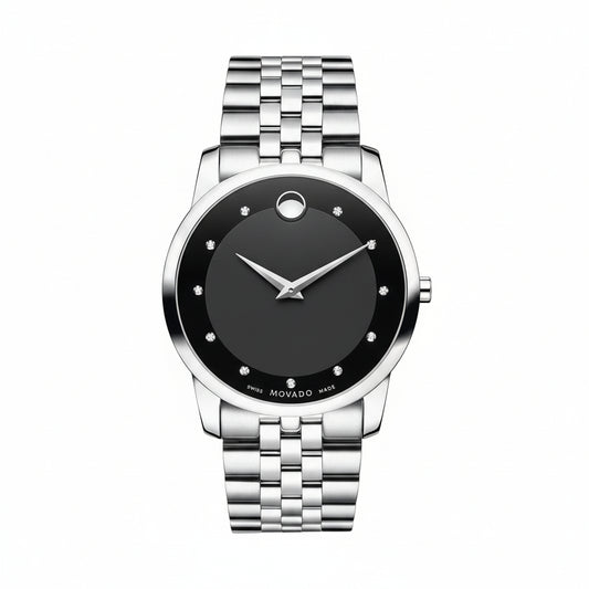 Movado Men’s Quartz Swiss Made Stainless Steel Black Dial 40mm Watch 0606878