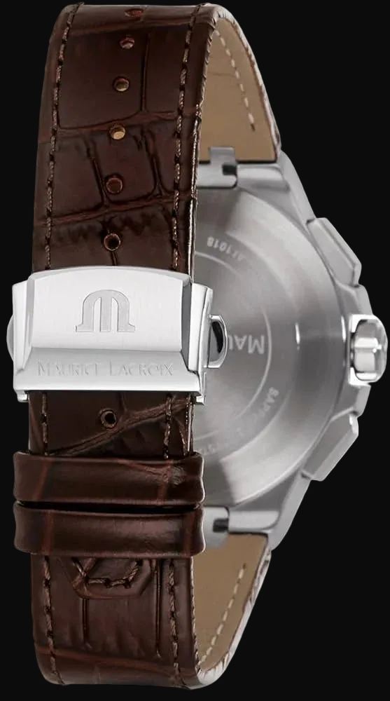 Maurice Lacroix Men’s Quartz Swiss Made Brown Leather Strap Silver Dial 44mm Watch AI1018-PVY11-132-1