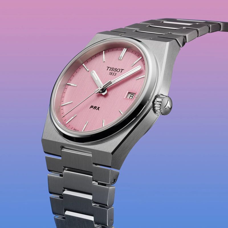 TISSOT PRX Unisex Quartz Swiss Made Silver Stainless Steel Pink Dial 35mm Watch T137.210.11.331.00