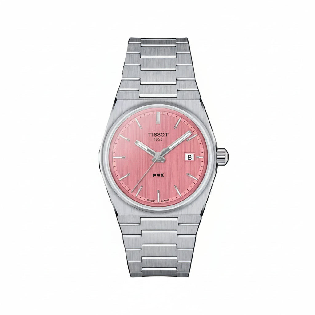 TISSOT PRX Unisex Quartz Swiss Made Silver Stainless Steel Pink Dial 35mm Watch T137.210.11.331.00