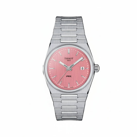 TISSOT PRX Unisex Quartz Swiss Made Silver Stainless Steel Pink Dial 35mm Watch T137.210.11.331.00