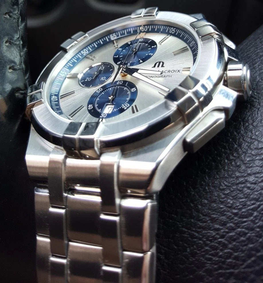 Maurice Lacroix Men’s Quartz Swiss Made Silver Stainless Steel Silver Dial 44mm Watch AI1018-SS002-131-1