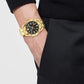 Versace Men’s GRECA GMT Quartz Swiss Made Gold Stainless Steel Black Dial 41mm Watch VE7C00723