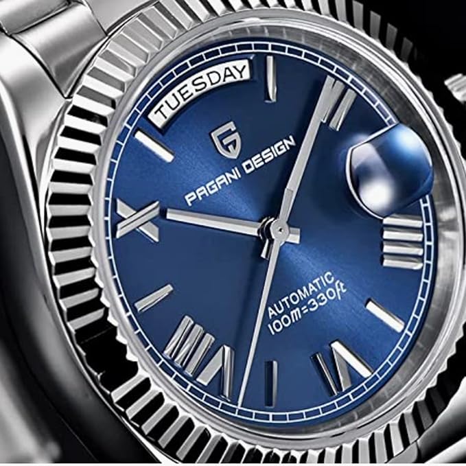 PAGANI DESIGN MEN'S WATCH PERPATUAL CHAIN STAINLESS STEEL ROMAN FIGURE BLUE DAIL SKU-PD1752