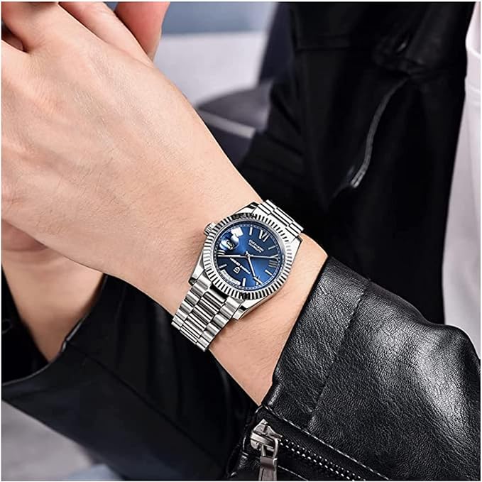PAGANI DESIGN MEN'S WATCH PERPATUAL CHAIN STAINLESS STEEL ROMAN FIGURE BLUE DAIL SKU-PD1752