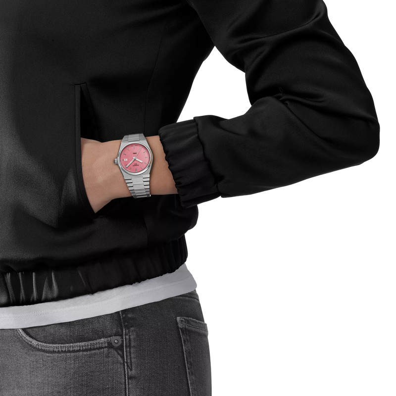 TISSOT PRX Unisex Quartz Swiss Made Silver Stainless Steel Pink Dial 35mm Watch T137.210.11.331.00