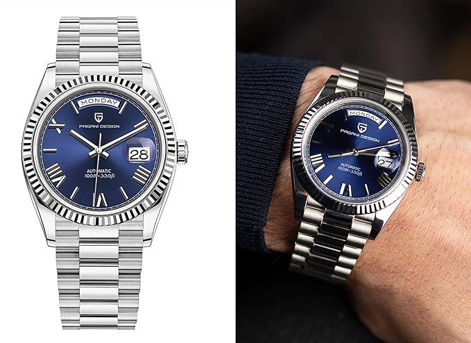 PAGANI DESIGN MEN'S WATCH PERPATUAL CHAIN STAINLESS STEEL ROMAN FIGURE BLUE DAIL SKU-PD1752