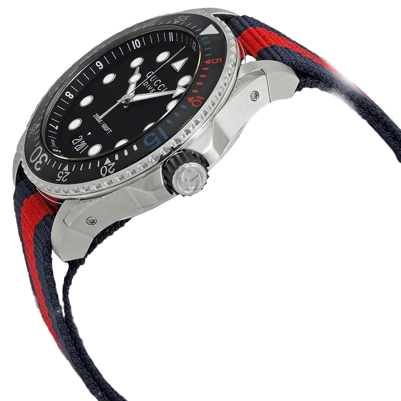 Gucci Men’s Swiss Made Quartz Nylon Strap Black Dial 45mm Watch YA136210
