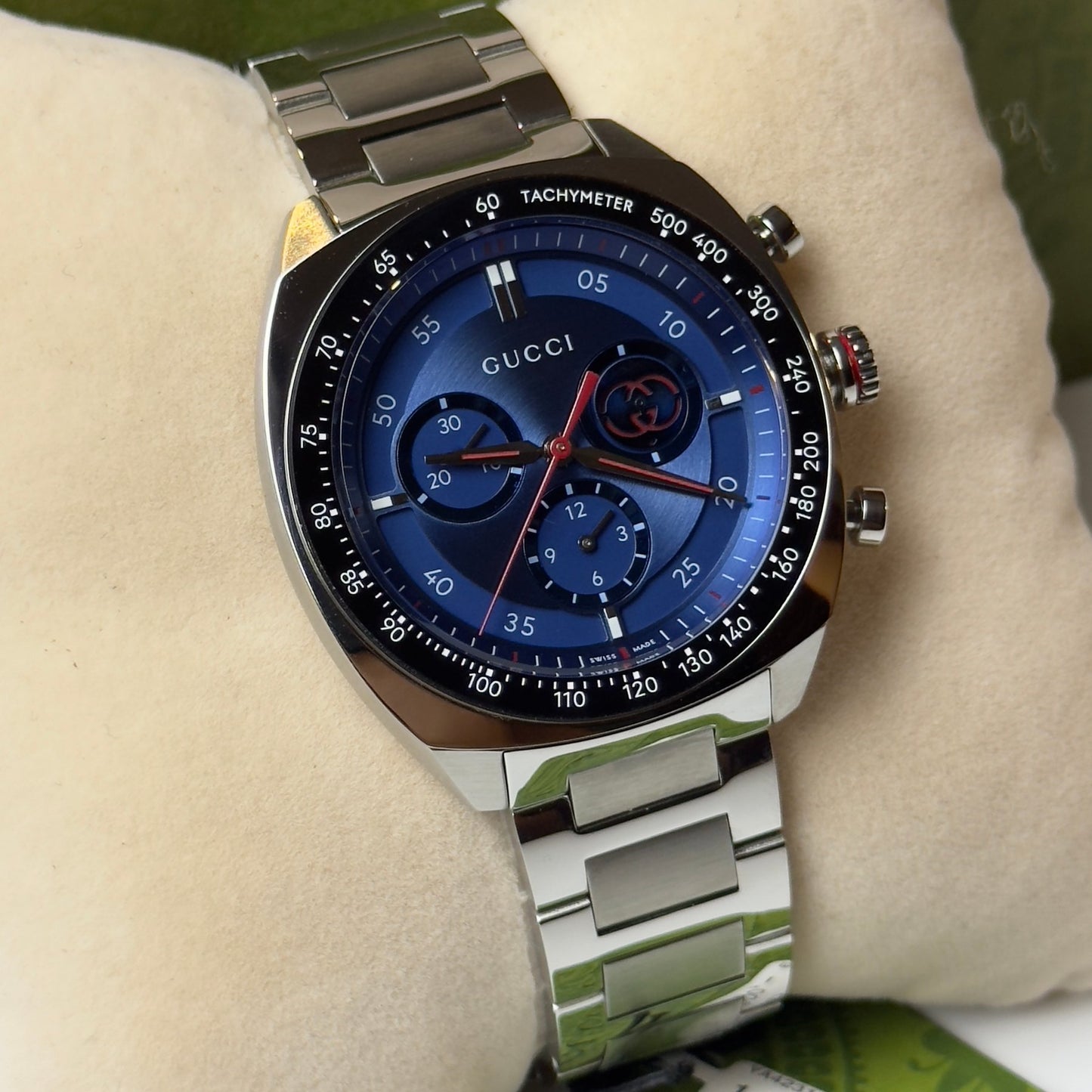 Gucci Men’s Swiss Made Quartz Stainless Steel Blue Dial 41mm Watch YA142317