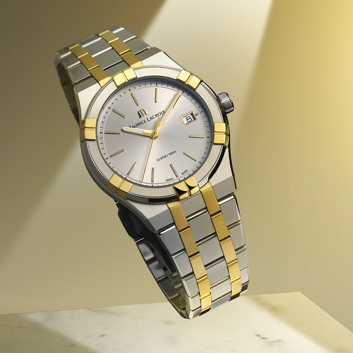Maurice Lacroix Men’s Quartz Swiss Made Two-Tone Stainless Steel Silver Dial 40mm Watch AI1108-PVY13-130-1