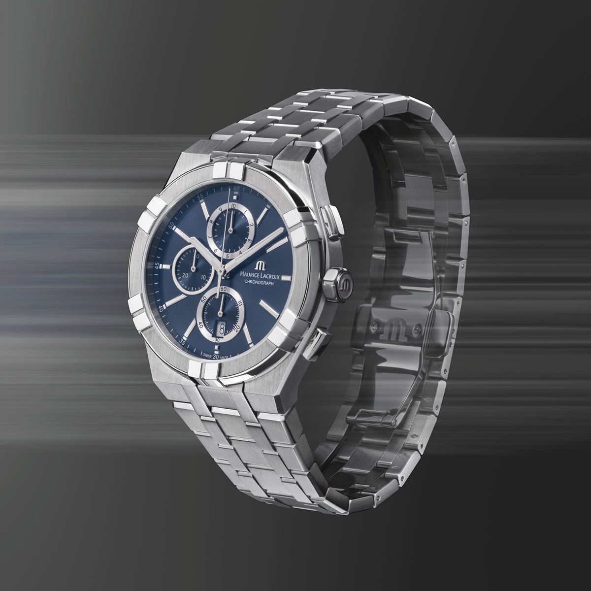 Maurice Lacroix Men’s Quartz Swiss Made Silver Stainless Steel Blue Dial 44mm Watch AI1018-SS002-430-1