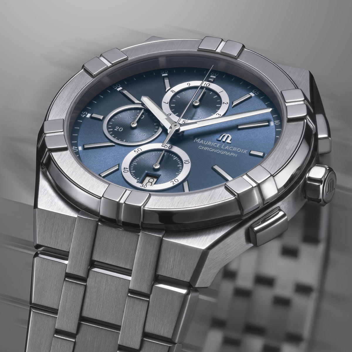Maurice Lacroix Men’s Quartz Swiss Made Silver Stainless Steel Blue Dial 44mm Watch AI1018-SS002-430-1