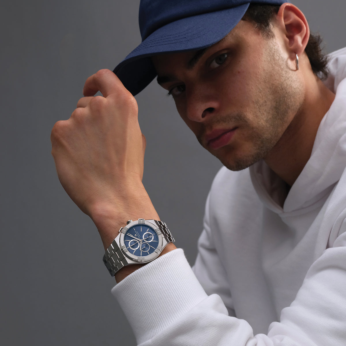 Maurice Lacroix Men’s Quartz Swiss Made Silver Stainless Steel Blue Dial 44mm Watch AI1018-SS002-430-1