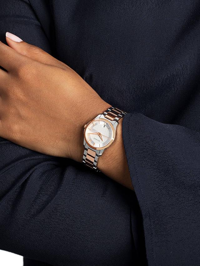Gucci Women’s Swiss Made Quartz Stainless Steel Silver Dial 27mm Watch YA126564