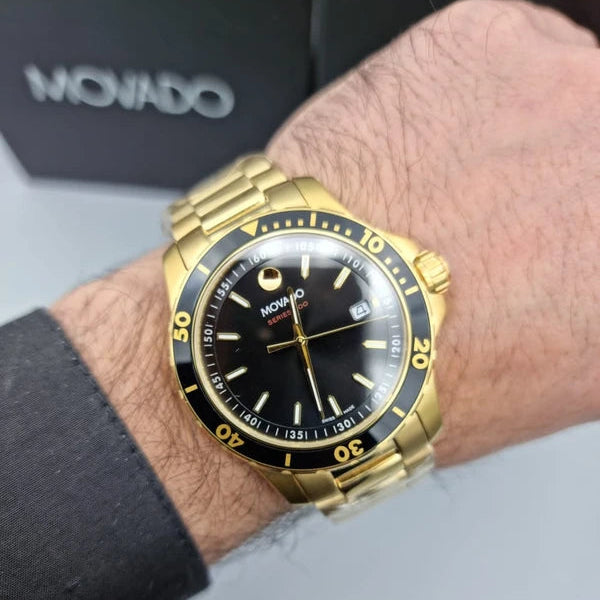 Movado Men’s Swiss Made Quartz Stainless Steel Black Dial 40mm Watch 2600145