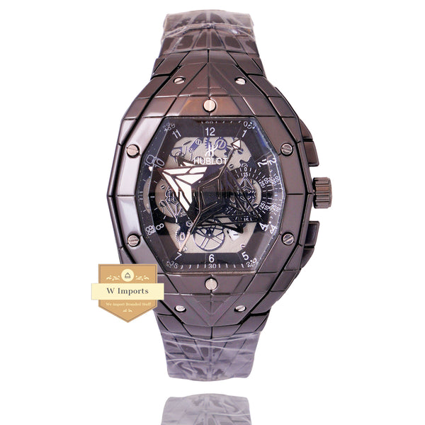 NEW LATEST COLLECTION METAL COLOUR GREY WITH BROWN DAIL CHAIN WATCH
