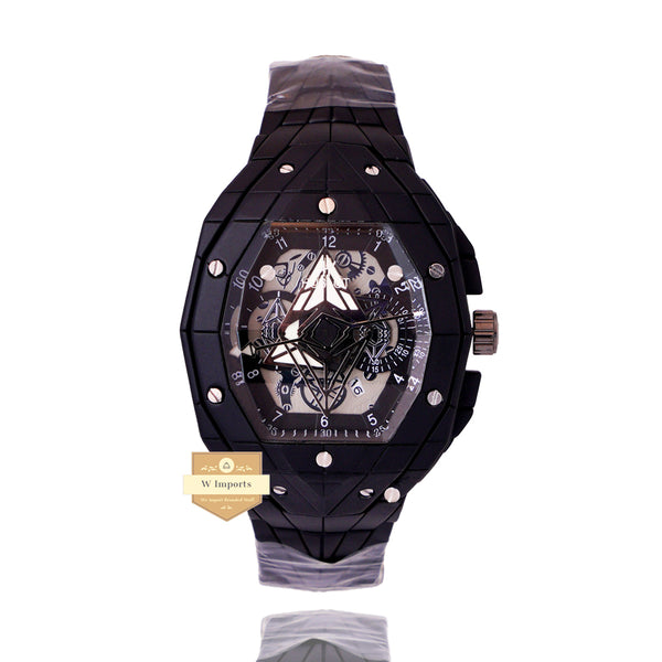 NEW LATEST COLLECTION METAL COLOUR BLACK WITH BLACK DAIL CHAIN WATCH
