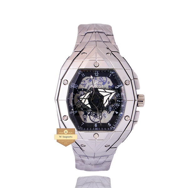 NEW LATEST COLLECTION SILVER WITH BLACK DAIL CHAIN WATCH