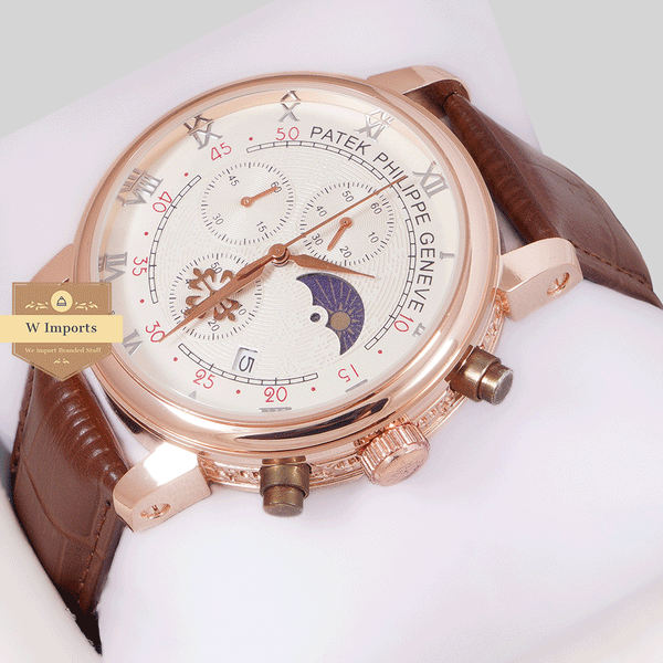 NEW CHRONOGRPAH COLLECTION ROSE GOLD WITH WHITE DAIL & LEATHER STRAP WATCH