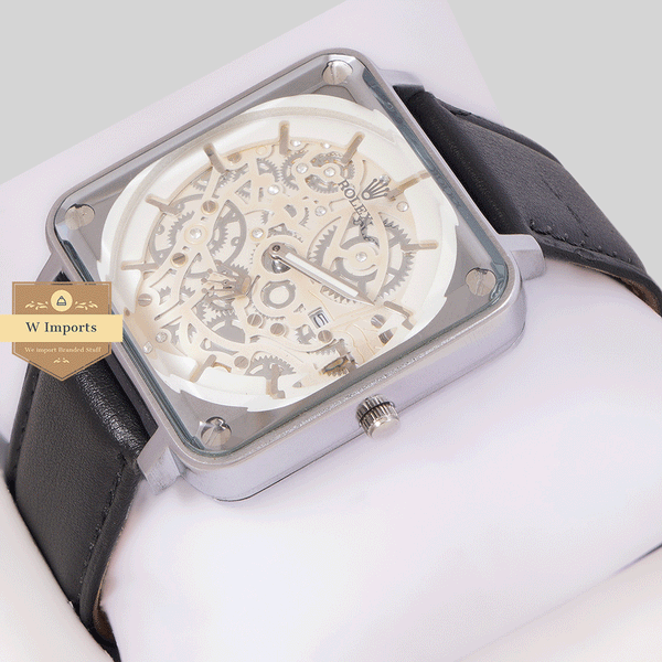 NEW COLLECTION SILVER WITH WHITE DAIL & LEATHER STRAP WATCH