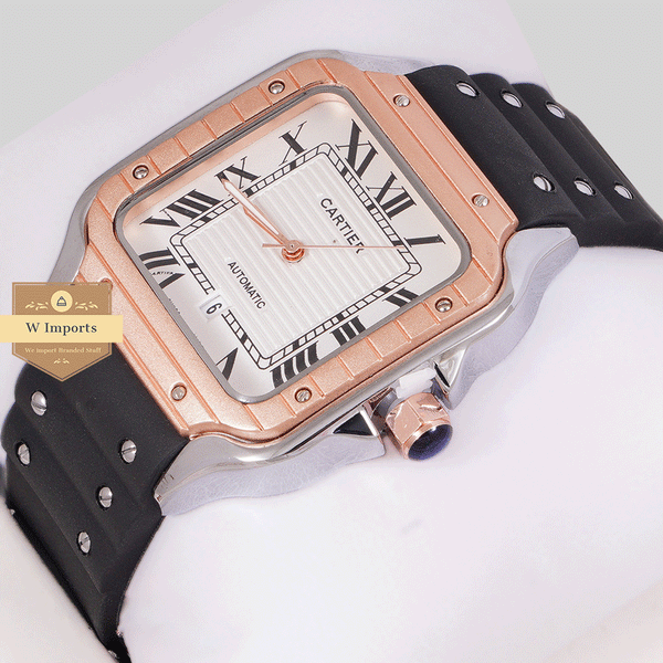 NEW COLLECTION TWO TONE ROSE GOLD WITH WHITE DAIL & SILICON STRAP