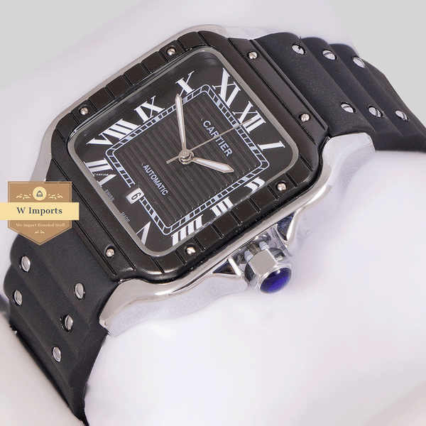 NEW COLLECTION TWO TONE BLACK WITH BLACK DAIL & SILICON STRAP WATCH