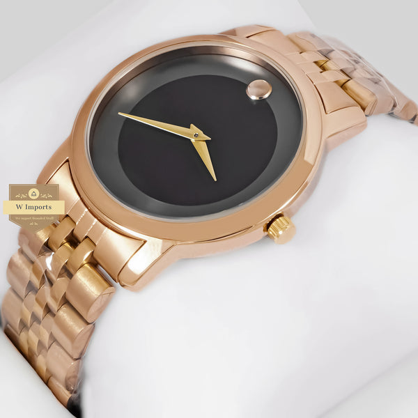 LATEST COLLECTION YELLOW GOLD WITH BLACK DIAL CHAIN WATCH