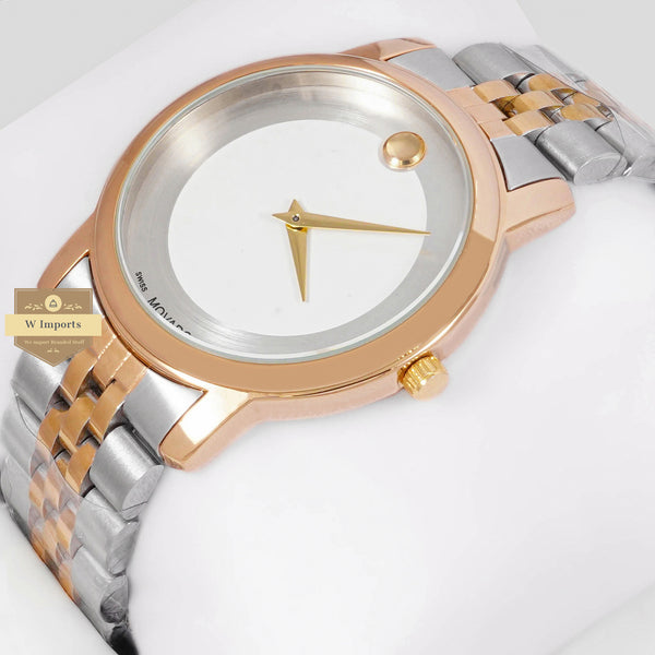 LATEST COLLECTION TWO TONE YELLOW GOLD WITH WHITE DIAL CHAIN WATCH