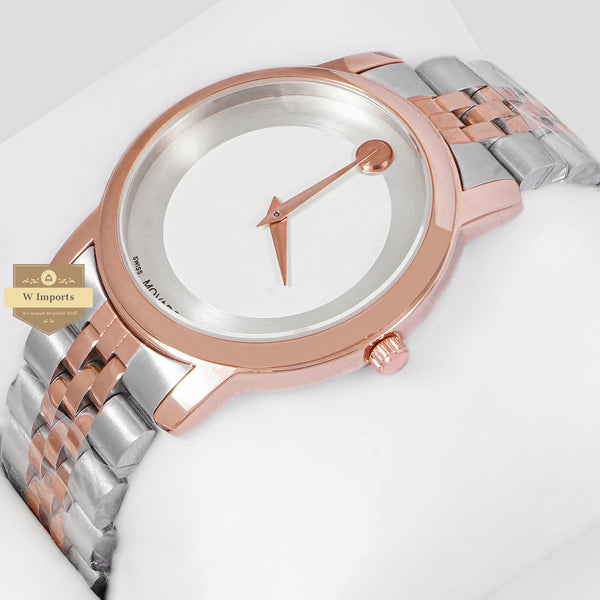 LATEST COLLECTION TWO TONE ROSE GOLD WITH WHITE DIAL CHAIN WATCH