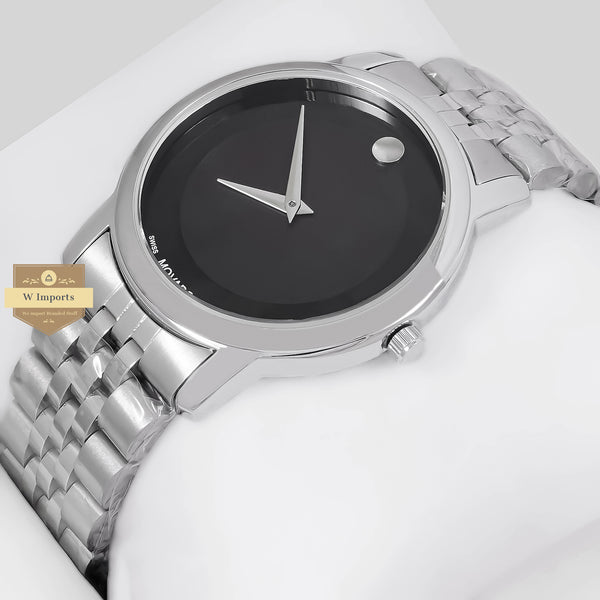 LATEST COLLECTION SILVER WITH BLACK DIAL CHAIN WATCH
